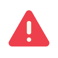 A red triangular warning symbol with a white exclamation point on it.