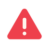 A red triangular warning symbol with a white exclamation point on it.